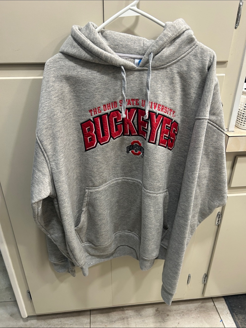NCAA Gray Buckeyes Hoodie with Red Logo
